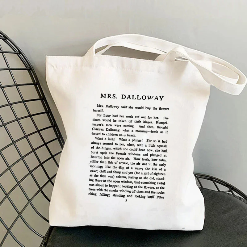 

Сумка-шоппер с высоким разрешением Mrs Dalloway, женская сумка-тоут с принтом в стиле Харадзюку, Женская холщовая сумка-шоппер на плечо