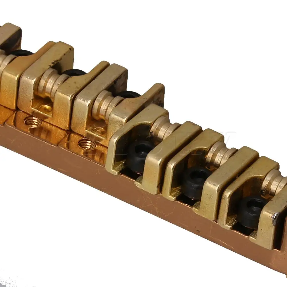 

Yibuy Gold Roller Saddle Locking Posts Guitar Bridge W/ Posts And Wrench