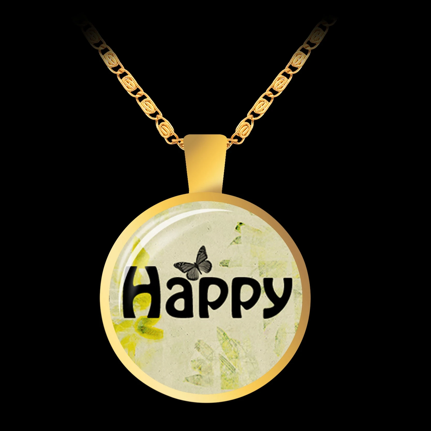 Сладкий Синг Мода Цитата письмо Стекло купол кулон ожерелье золотой цвет цепи