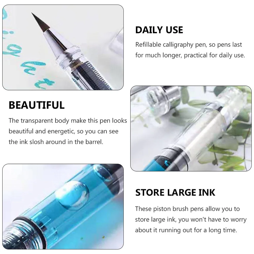 

3Pcs Watercolor Brush Pens Calligraphy Pens Brush Pen Refillable Brush Pens