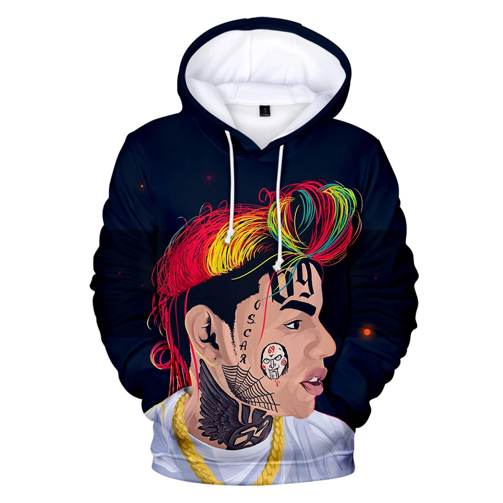 

Новинка, лидер продаж, 3D толстовки Rapper 6IX9INE для мужчин и женщин, осенняя модная трехмерная толстовка с рисунком в стиле Харадзюку, 6IX9INE