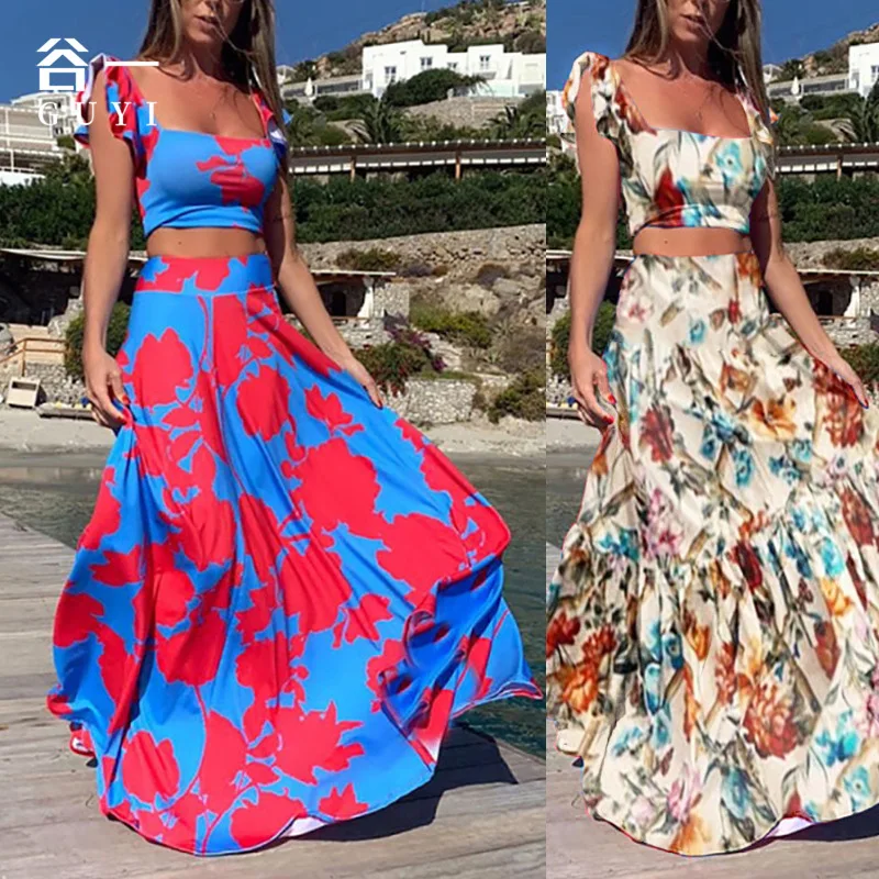 

2021 Women's Fashion Print Strapless A-Line Holiday Party Dresses