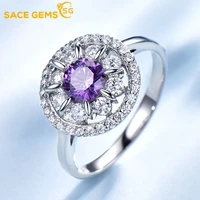 sace gems rose cut amethyst gemstone set ring for women real 925 sterling silver jewelry for engagement christmas gift 2022
