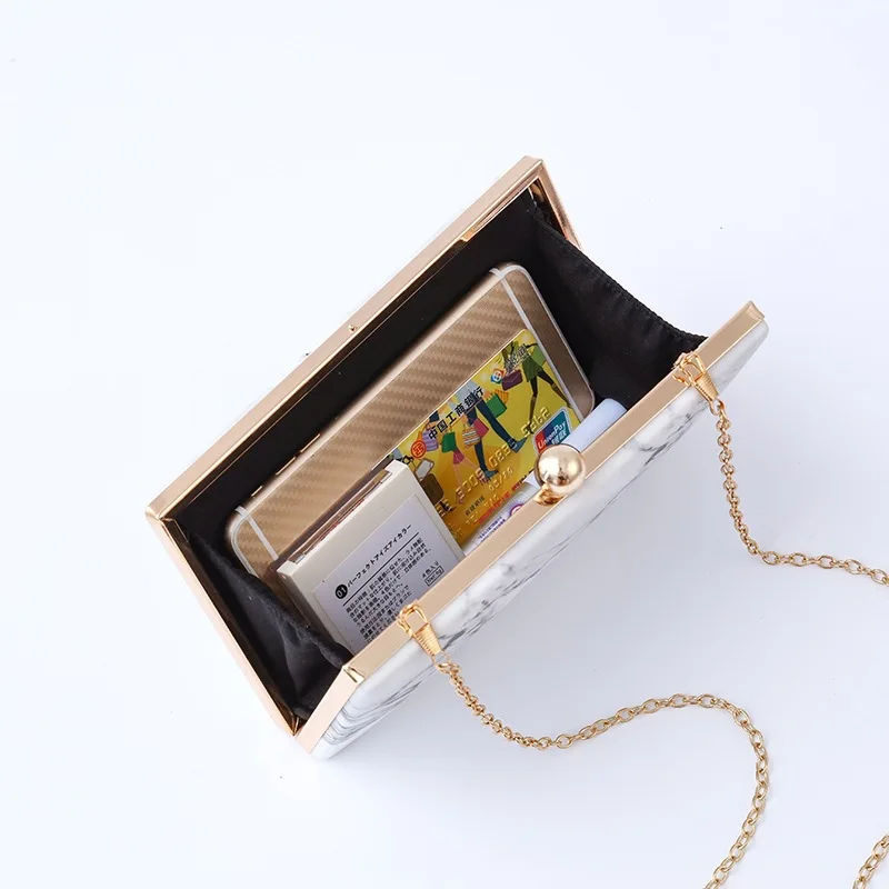 

new marble-pattern square box bag evening bag banquet handbag