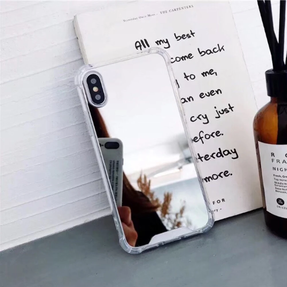 

Hot Selling Phone Case For iphone 11 Pro XS MAX XR X 10 8 Plus Shockproof Bottom Cover for iphone 7 8 6s 6 s Mirror TPU Case