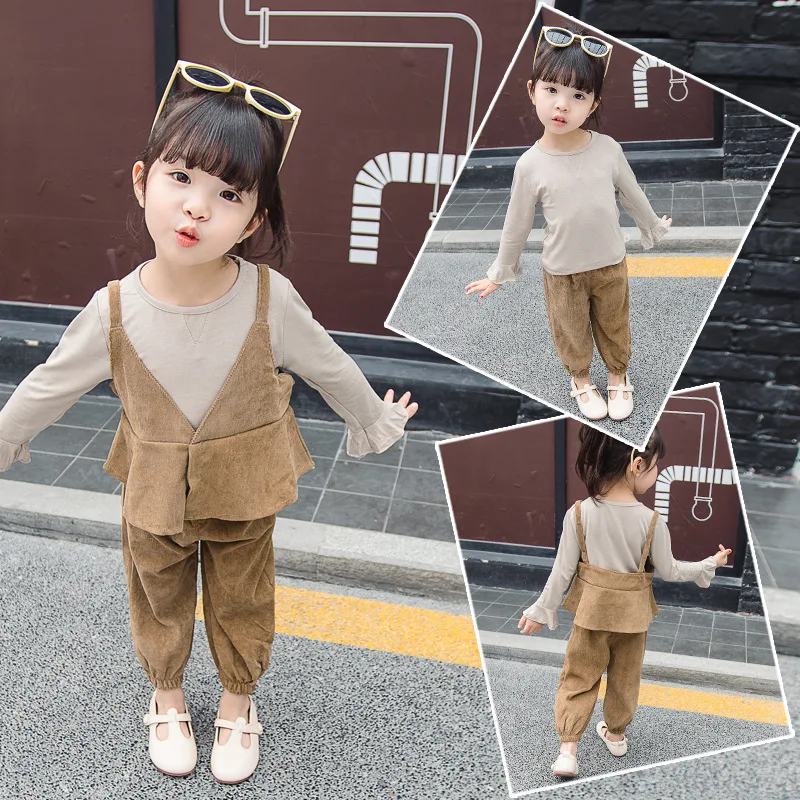 Комплект детской одежды для девочек 5 лет осень 2019 новый корейский стиль