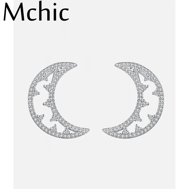 Mchic, медные, CZ, лунные серьги-гвоздики,, Изысканная мода, шарм, романтический подарок, S925 серебро, булавка, кубический цирконий, женские, вечерние, Brincos