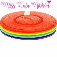 5816mm rainbow stripe printed fold over elastic ribbon stretch ribbon dily handmade knot hair bows 10 yards ht01 fe016 01705
