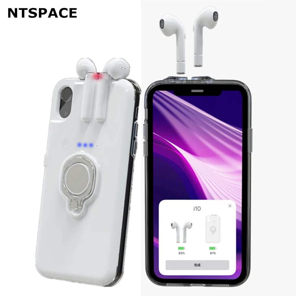 Беспроводные Bluetooth наушники Зарядные Чехлы для iPhone 7 8 6 6s Plus TWS гарнитура задняя