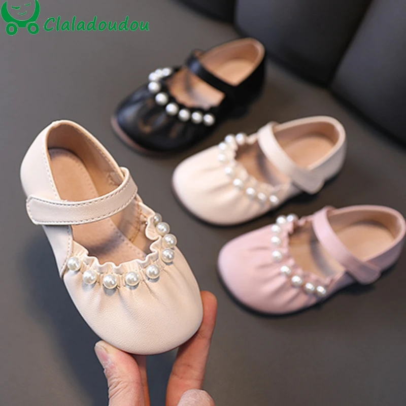

13.5-18.5cm Brand Little Girls Princess Dress Shoes For Spring Autumn,Cute Pearls Fashion Kids Girls Flats Shoe,Children's Shoes
