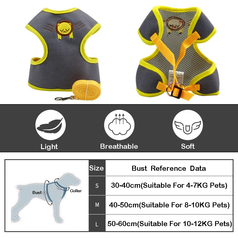 5M Vest Harness Leash Adjustable Mesh Dog Collar Chest Strap Harnesses With Traction Rope | Дом и сад