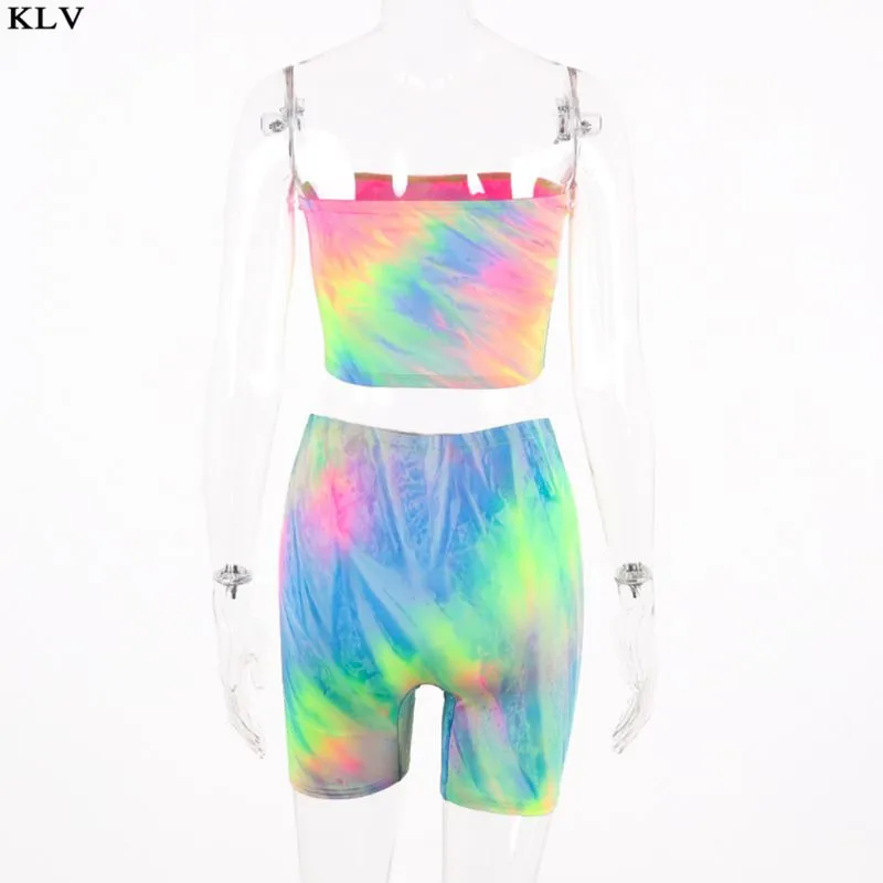 Женский Радужный галстук-краска комплект из 2 предметов Топ без бретелек