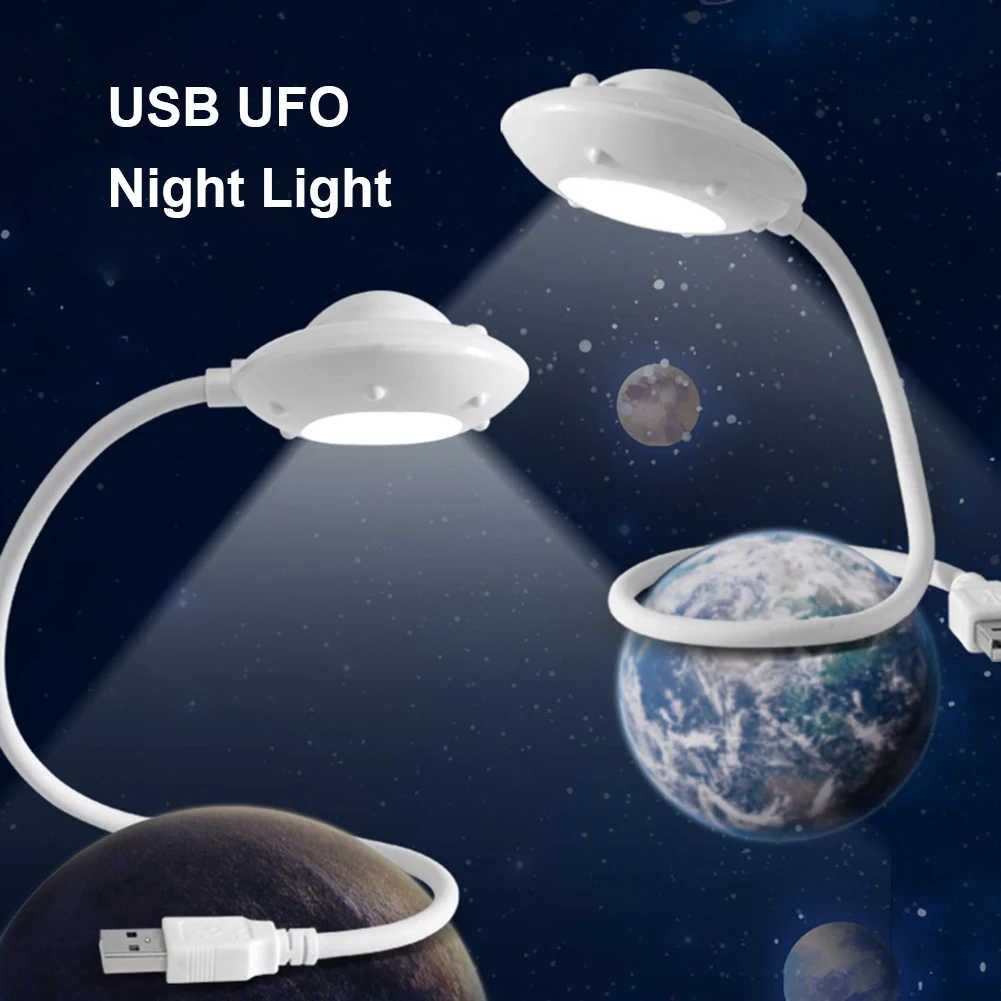 

USB LED Reading Light Lamp Creative UFO Eye-Care Flexible Light On/Off Switch for Notebook Laptop USB Charging Desk Lamp