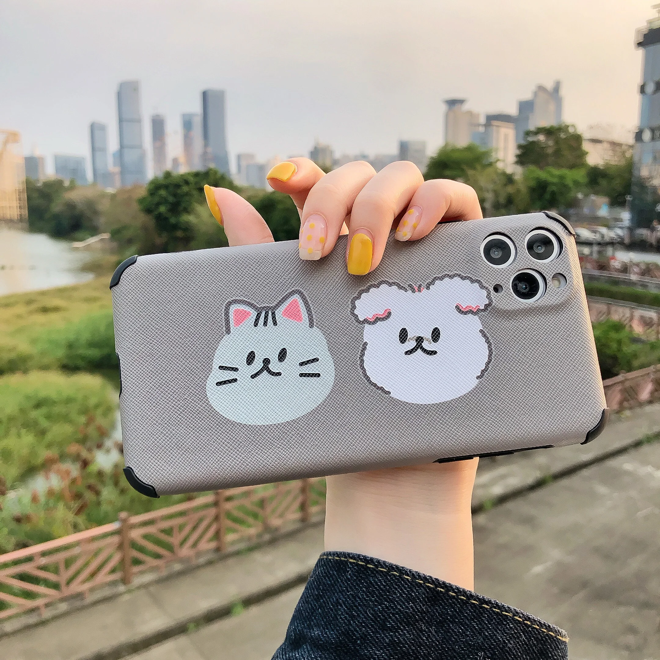 

Grey cat and dog are suitable for iphone11ProMax mobile phone case 7 / 8plus x xsmax xr protective cover
