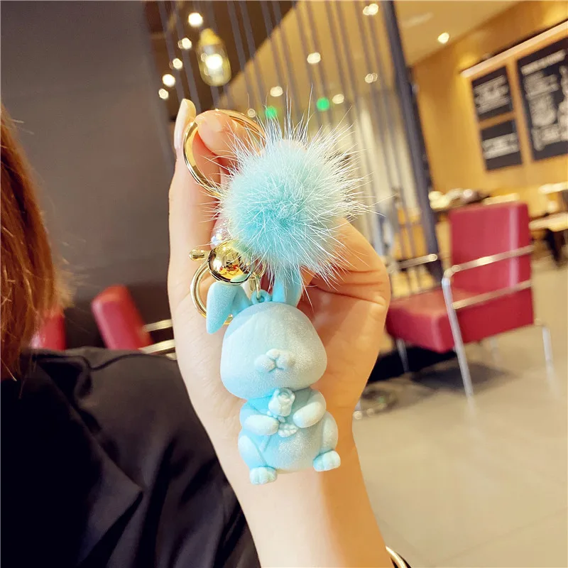 

Fox Fur Ball Key Chain Cute Plush Rabbit Keychains Macaron Doll Key Ring Pendant Bag Hanging Small Ornaments
