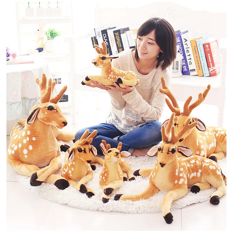 

[New] 30/60/90cm Simulation sika deer plush toy soft PP cotton Stuffed Hold Pillow Toy kids gift