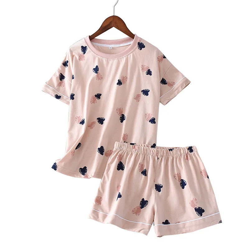 

Cotton Women's Summer Pajamas 2021 New Kawaii Home Clothes Short Sleeve Pyjama Femme Shorts Plus Size Loose Homewear Female