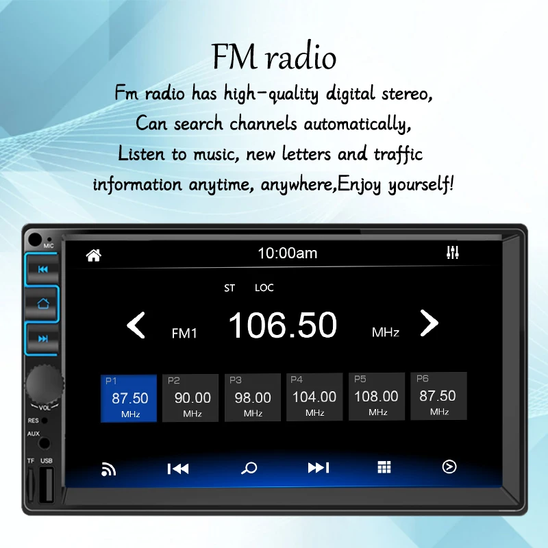 Автомагнитола 7 дюймов 2 Din стерео микрофон дисплей GPS поддержка MirrorLink Apple Carplay Android