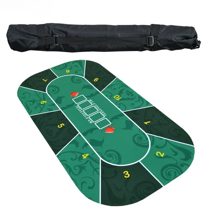 

1.2m Deluxe Suede Rubber Texas Hold'em Pokers Tablecloth with Flower Pattern Casino Poker Set Board Game Mat Poker Accessory