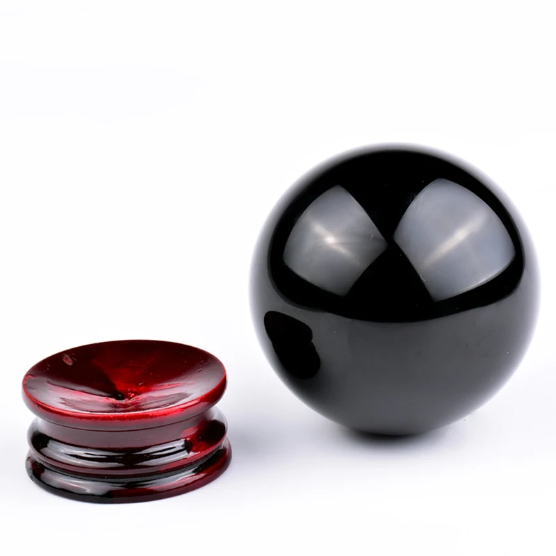 Сферический камень из натурального черного обсидиана Круглый чистого твердого