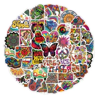 50pcs colorful hippie sticker for notebooks stationery helmet computer stickers aesthetic scrapbooking material craft supplies