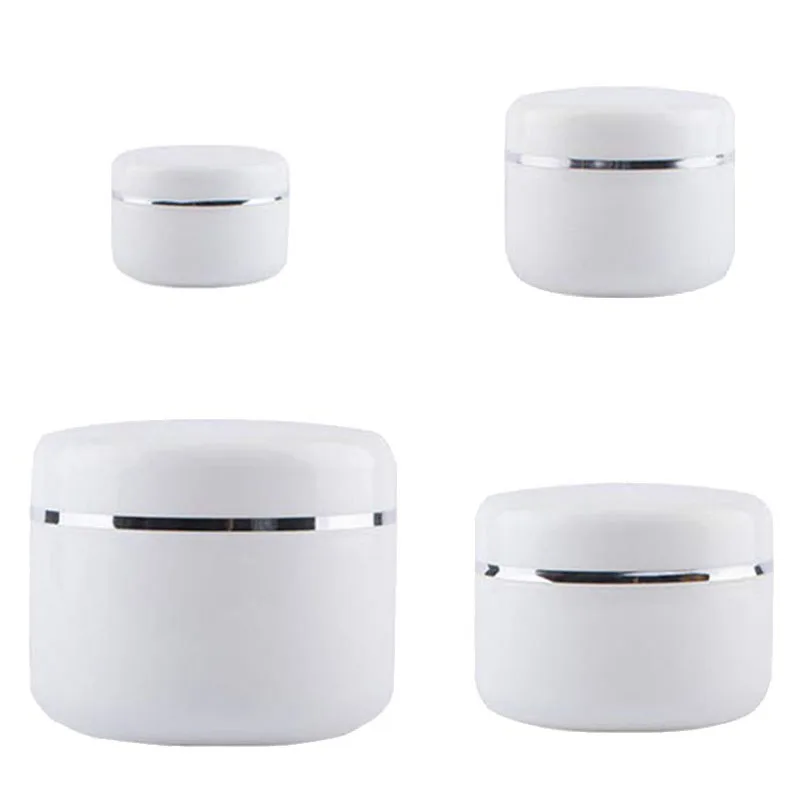 

10Pcs White Travel Face Cream Lotion Cosmetic Container 20g 30g 50g 100g 250g Plastic Empty Makeup Jar Pot Refillable Bottles