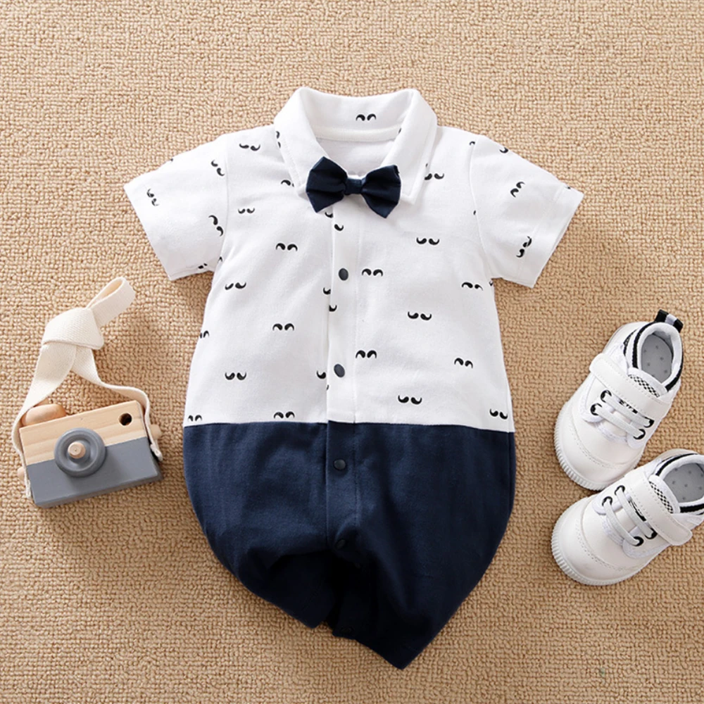 Malapina 2020 Summer Newborn Baby Boy Girl Clothes Onesie Romper Jumpsuit Infant Outfit with Bow Tie Unisex Costume | Мать и ребенок