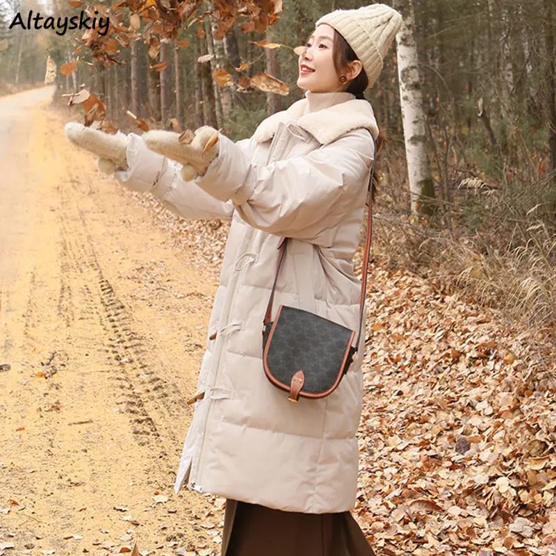 

Parkas Women Patchwork Warm Stylish Female Tender Chic Ulzzang Thicker All-match Outerwear New Student Loose Winter Simple Ropa