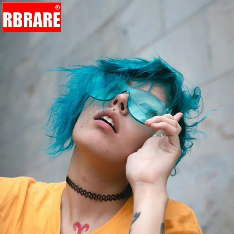 

RBRARE, яркие цвета, солнцезащитные очки для женщин, высокое качество, без оправы, сиамские солнцезащитные очки, прозрачные, праздничные, уличн...