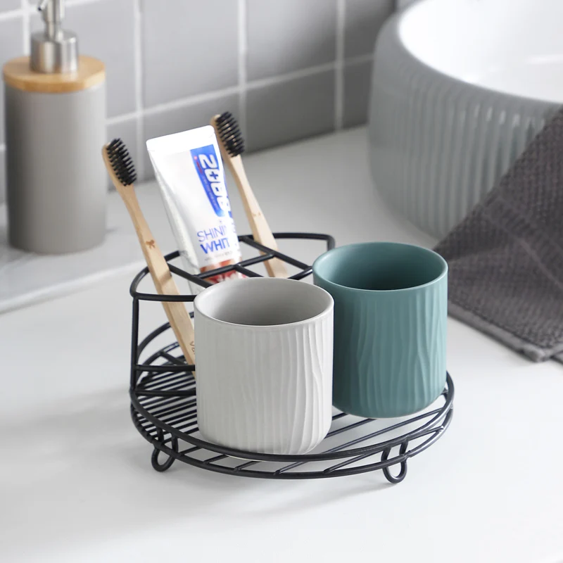 

Nordic Bathroom Electric Toothbrush Brushing Storage Holder Ceramics Mouth Cup Storage Box Bathroom Toothpaste Home Organizer