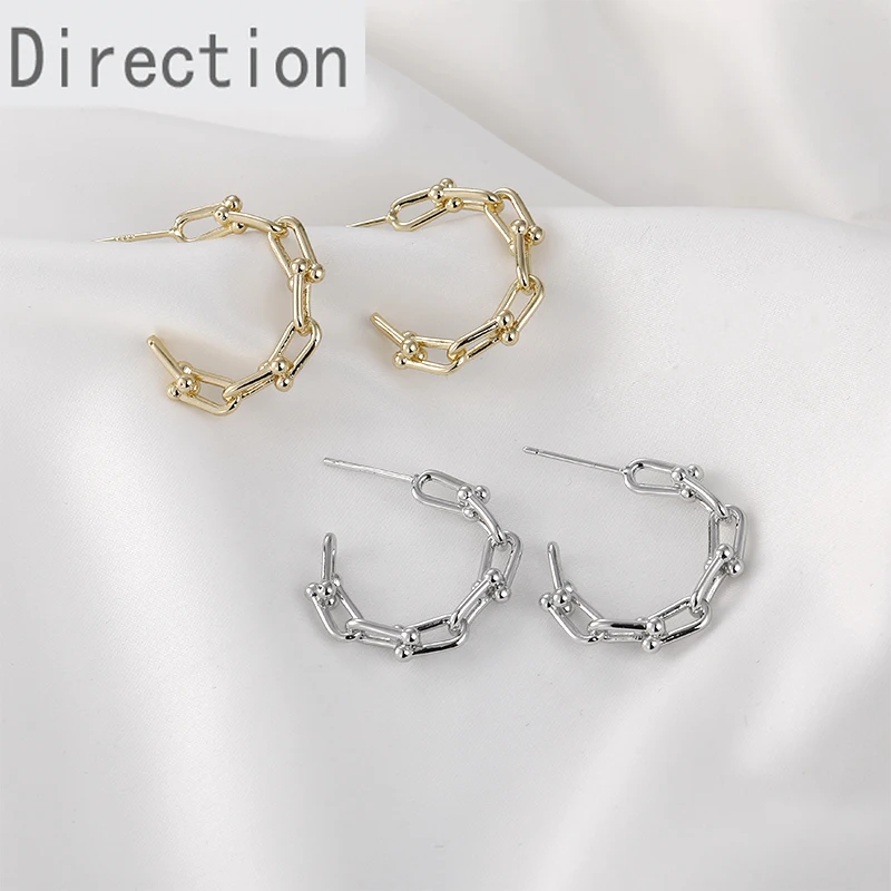 

Color-preserving 14k gold U-shaped beanie chain C-shaped earrings diy all-match earrings fashion jewelry accessories A pair