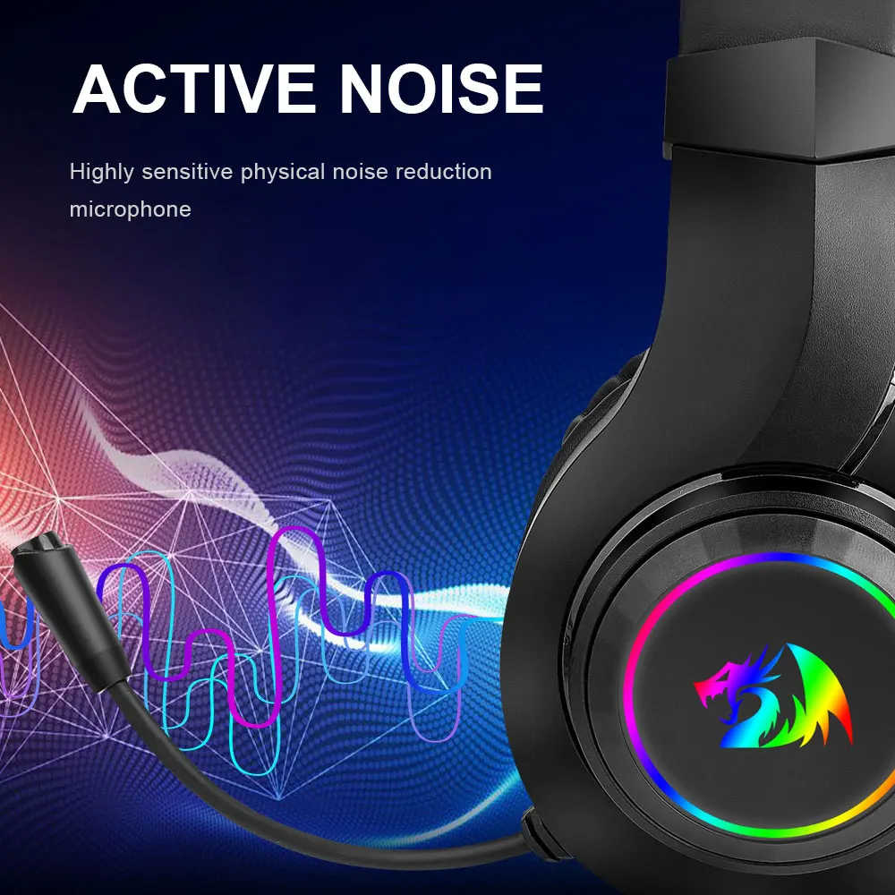 

Redragon HYLAS RGB Gaming Headphone 3.5mm Surround sound headset Earphones Microphone for Computer PC PS4 Switch Xbox-one H260
