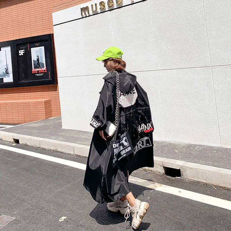 2019 Осенняя мода патч дизайн длинные пальто украшение булавка женский шикарный