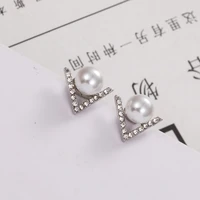 v letter earrings female pearl ear jewelry design high end earrings female temperament korean simple wild earrings
