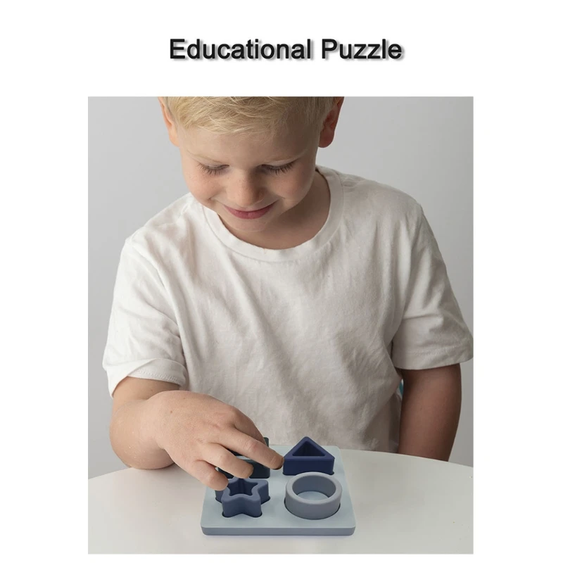 

Baby Stacking Building Blocks Silicone Teething Squeezing Shape Sorter Puzzle Montessori Sensory Toys for Babies Toddler
