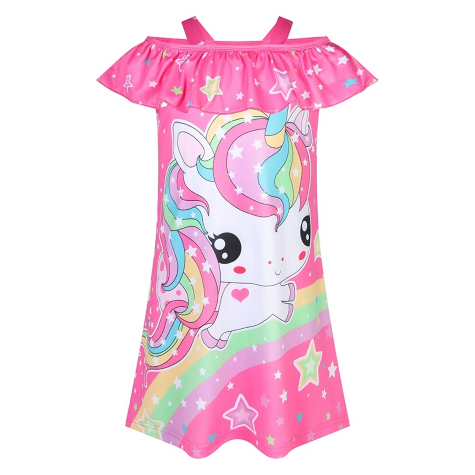 

Children Cute Cartoon Print Nightdress Home Clothing Summer Girls Sleepwear Robe Princess Nightgowns Kids Pajamas Dress 3-8Y