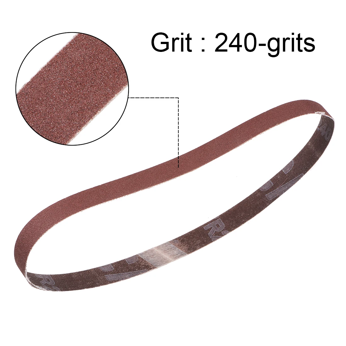 

uxcell 1/2-inch X 18-inch(15mm X 452mm) Sanding Belt 240 Grit Aluminum Oxide to wood, plastic, fiberglass steel etc. 2pcs