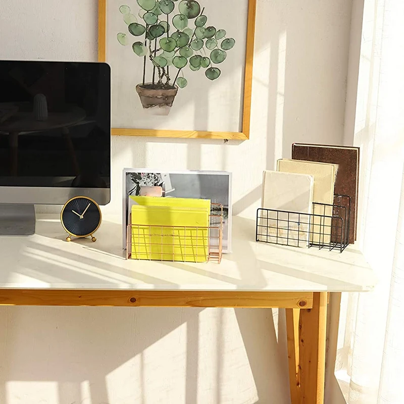 

Desktop Mail Organizer,3 Slot Modern Magazine Rack Book Record Holder,Metal Storage Multifunction Organizer Sorter