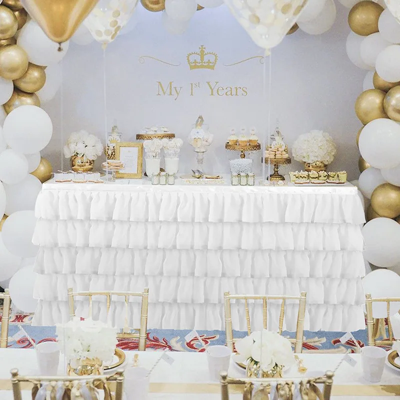 

Table Skirt for Wedding Decoration Birthday Banquet Party Table Skirting Home Textile Decor