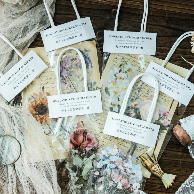 

Natural Daisy Flowers Iris Fern Eucalyptus leaves PET Stickers Scrapbooking Journal Deco Album Deco DIY Stationery Stickers