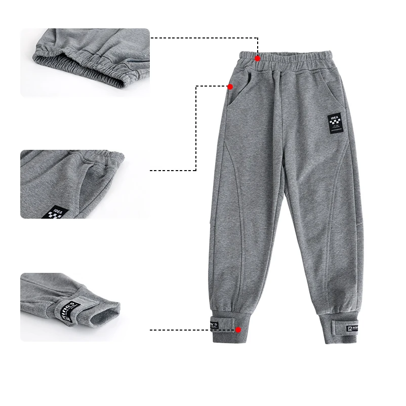 

Boys Pants Solid Casual Elastic Waist Sports Knitted trousers Teenage Boy Kids Spring Autumn Boys Casual Pants Streetwear 5-16Y