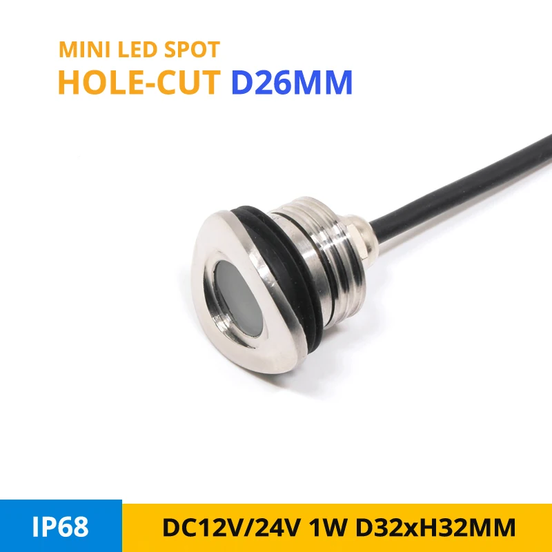 Точечный светильник с изогнутой поверхностью 12 шт. IP68 В постоянного тока 24 1 Вт |