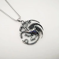 new 316l stainless steel 3 headed dragon necklace mens vintage fashion hip hop pterosaur chain necklace wholesaler