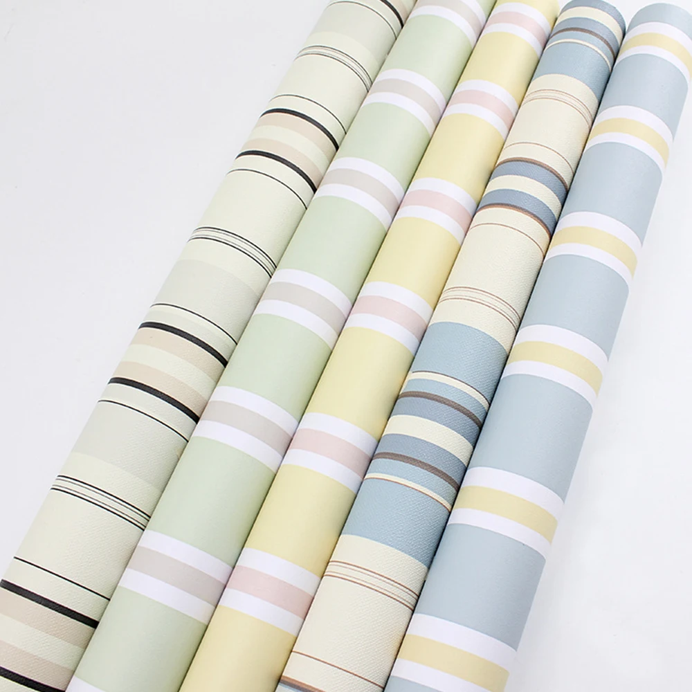 

European Style Simple Striped Wallpaper Self Adhesive PVC Waterproof Fireproof Thickened Wallpaper Background Wallpaper W256
