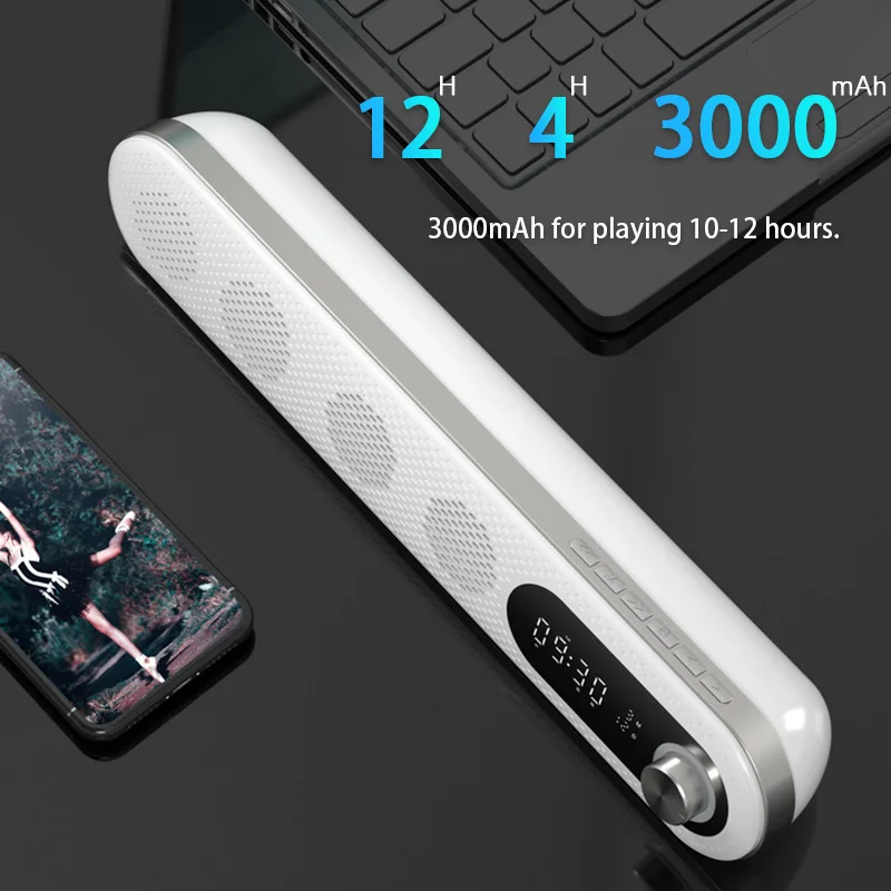 

LED TV Sound Bar Alarm Clock AUX USB Wired Wireless Bluetooth Speaker Home Theater Surround SoundBar for PC TV Computer Speakers