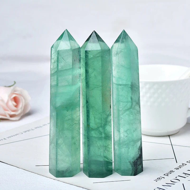 

1PC Natural Crystal Point Gree Fluorite Large Size Quartz Tower Reiki Obelisk Mineral Healing Stone Ornaments Home Decoration