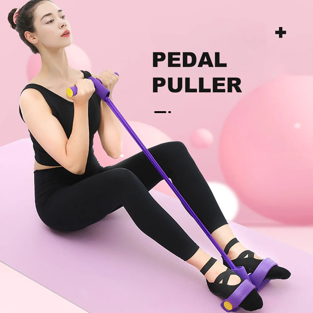 Portable Olahraga Wanita Kebugaran Tarik Sabuk Elastis 4 Tabung Tarik Tali Perut Orang Perlawanan Ketegangan Band Olahraga Alat Pelatihan