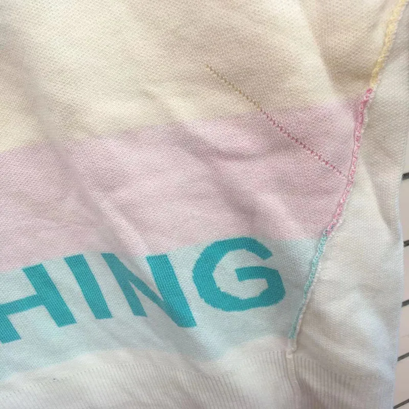 

Colorful Letter Sweater Women Cotton O-neck Loose Autumn 2020 Long Sleeve Knitwear Tops