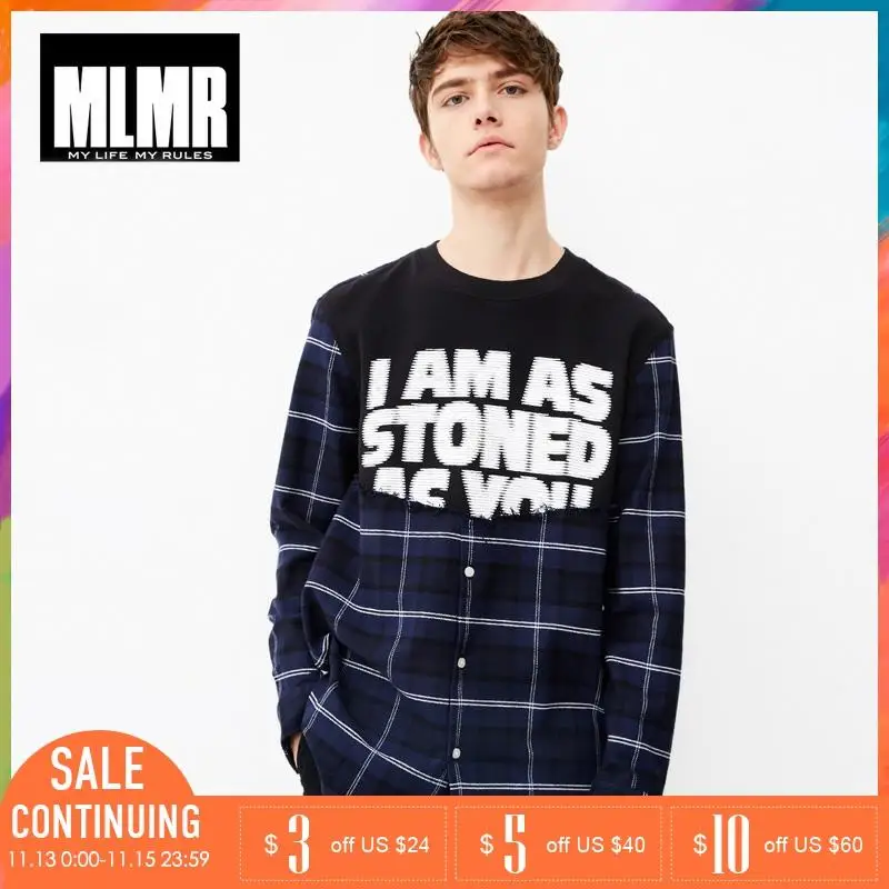 MLMR поддельный Двухсекционный Повседневный клетчатый свободный с длинными