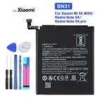 Аккумулятор для Xiaomi Redmi Note 5A Prime S2, аккумулятор Xiao Mi 5X A1 Mi5X BN31 для Redmi Note5A Proprime Y1 MiA1 S2